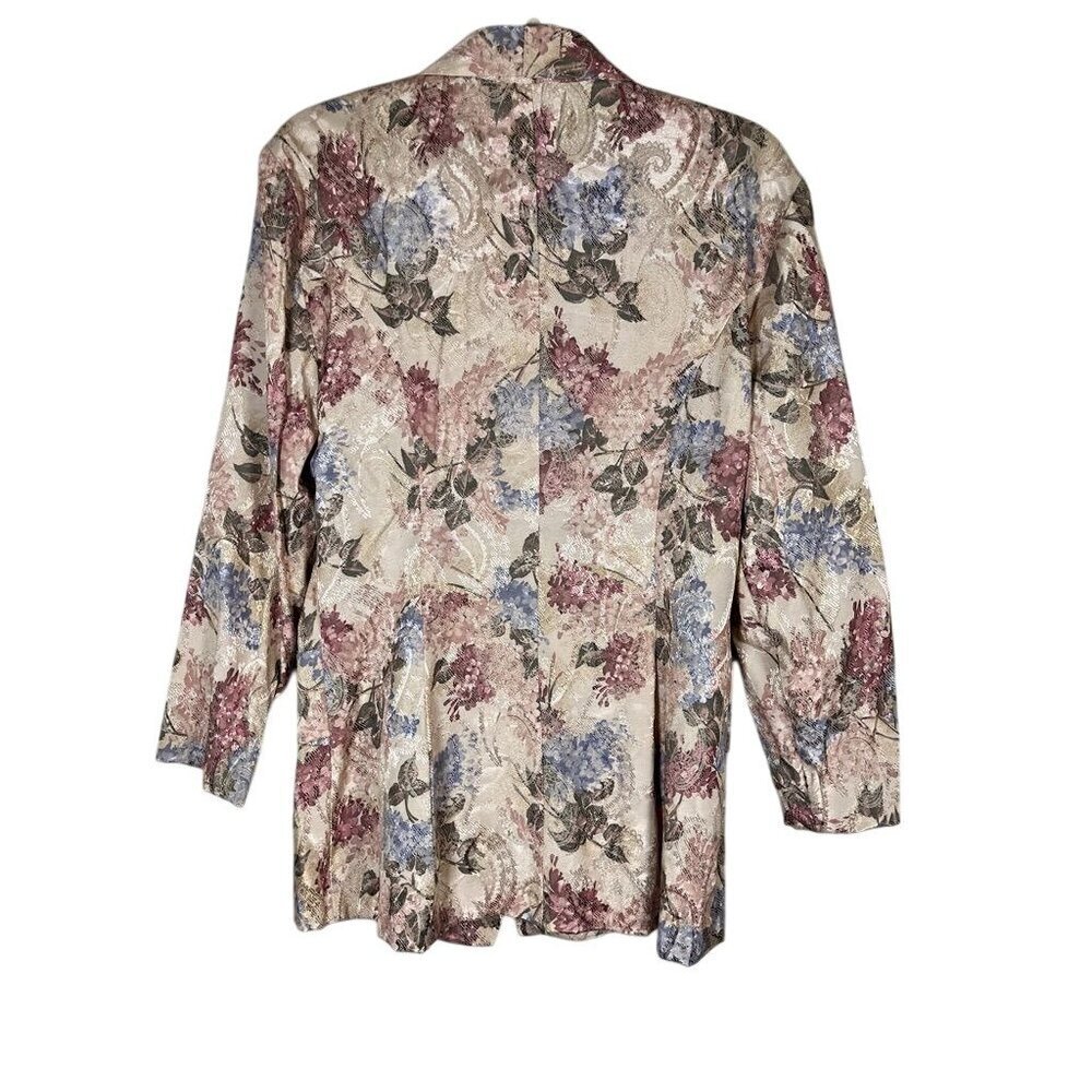 Vintage Floral Jacket 11 Pink 1980 Tapestry Old Money Classic Preppy Cottagecore - Picture 8 of 14